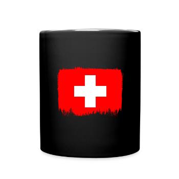 Drapeau de la Suisse Vintage Croix en détresse Look Suisse - Mug uni - noir - Devant