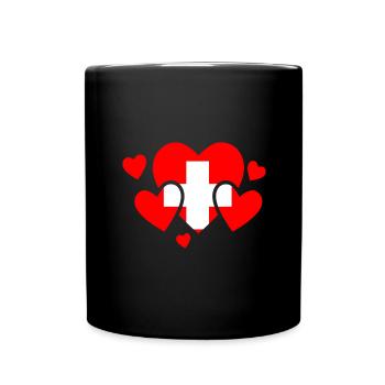 Drapeau de la Suisse Vintage Croix en détresse Look Suisse - Mug uni - noir - Devant