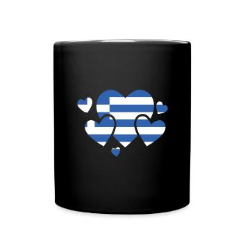 Griechenland Flagge Hellas Athen Griechische Fahne - Tasse einfarbig - Schwarz - Vorne
