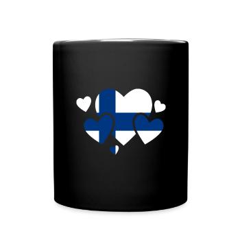 Finnland Flagge Suomi Finnische Fahne Used Look - Tasse einfarbig - Schwarz - Vorne