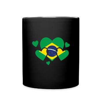Brasilien Flagge Brasilianische Fahne Südamerika - Tasse einfarbig - Schwarz - Vorne