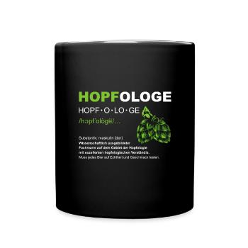Hopfologe Bier Saufen JGA Hopfen Männertag - Tasse einfarbig - Schwarz - Vorne