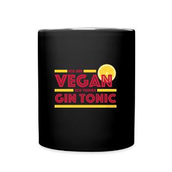 I'm Vegan I Drink Gin and Tonic | Lemon - Full Colour Mug - black - Front