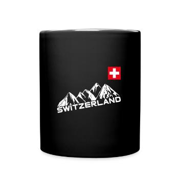 Switzerland | Schweiz, Souvenir, Fondue - Tasse einfarbig - Schwarz - Vorne