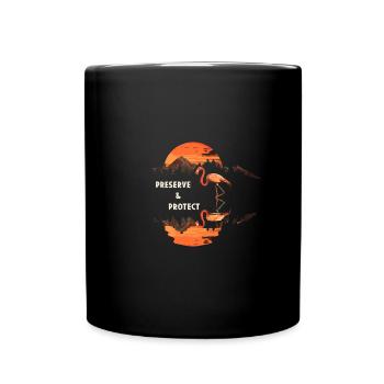 Préserver et protéger : Flamant rose, Nature, Animaux, Sauvage - Mug uni - noir - Devant