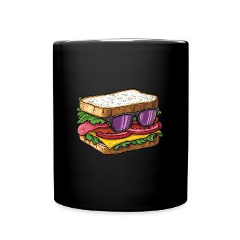 Sandwich frais avec lunettes de soleil - Mug uni - noir - Devant