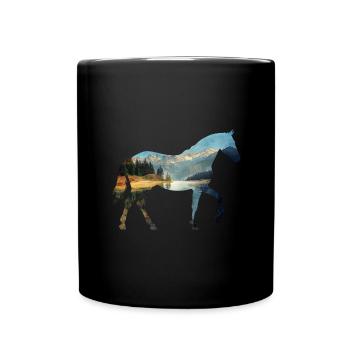 Cavalier Cheval - Mug uni - noir - Devant