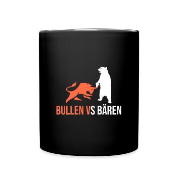 Bullen VS Bären - Tasse einfarbig - Schwarz - Vorne