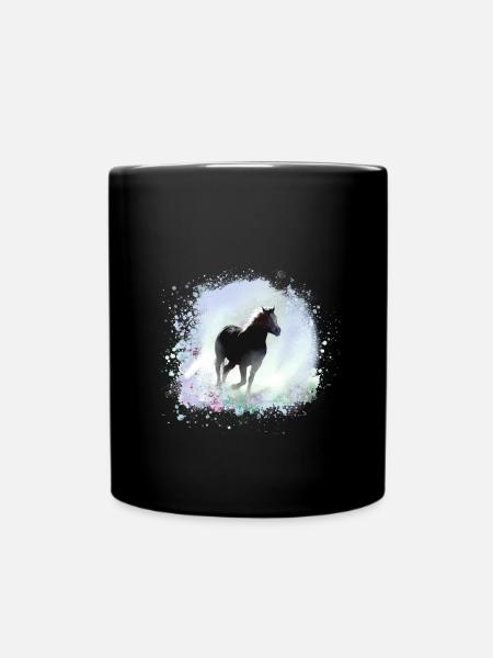 pferd,haflinger, graffiti, malerei,blau,isländer - Tasse einfarbig - Schwarz