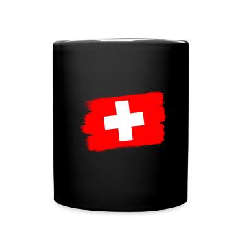 Drapeau de la Suisse Vintage Croix en détresse Look Suisse - Mug uni - noir - Devant