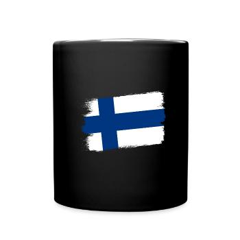 Finland Flag Suomi Finnish Flag Used Look - Full Colour Mug - black - Front