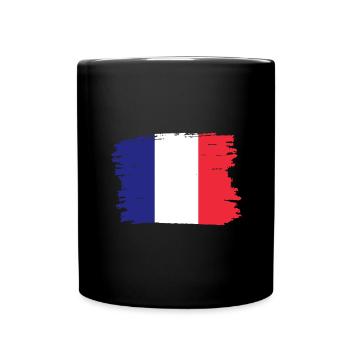 Frankreich Flagge Used Look Französische Fahne - Tasse einfarbig - Schwarz - Vorne