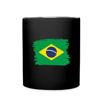 Brasilien Flagge Brasilianische Fahne Südamerika - Tasse einfarbig - Schwarz - Vorne