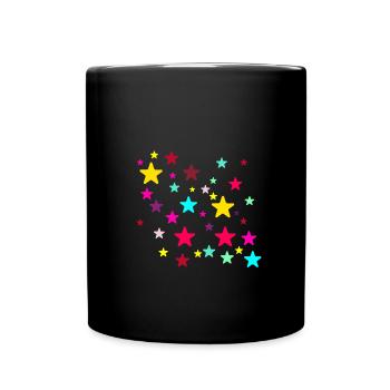 Sterne,stern, bunte Sterne - Tasse einfarbig - Schwarz - Vorne