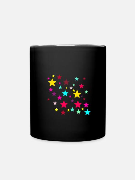 Sterne,stern, bunte Sterne - Tasse einfarbig - Schwarz