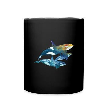Orca Family Design – Mom, Dad and Baby – Loving Wh - Full Colour Mug - black - Front