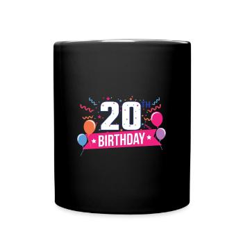 20th Birthday Party Balloons Banner Gift Idea - Full Colour Mug - black - Front