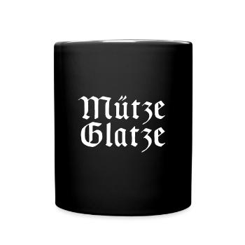 Mütze Glatze | onanieren, Penis, lustige Sprüche - Tasse einfarbig - Schwarz - Vorne
