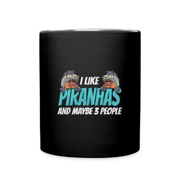 Piranha Geschenk - Tasse einfarbig - Schwarz - Vorne