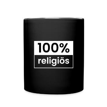 100% religiös - Tasse einfarbig - Schwarz - Vorne