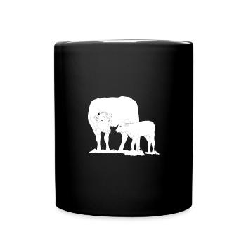 Vache avec lineart de veau - Mug uni - noir - Devant