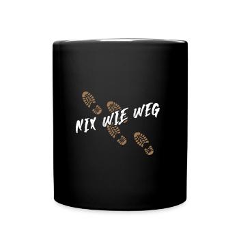 Nix wie raus - Zelten Wandern Trekking Bergsteigen - Tasse einfarbig - Schwarz - Vorne