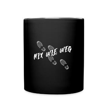 Nix wie raus - Zelten Wandern Trekking Bergsteigen - Tasse einfarbig - Schwarz - Vorne