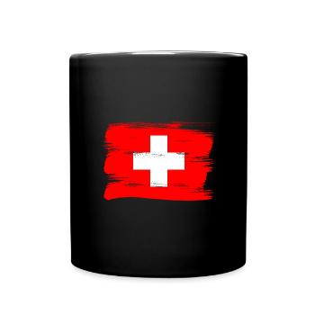Drapeau de la Suisse Vintage Croix en détresse Look Suisse - Mug uni - noir - Devant