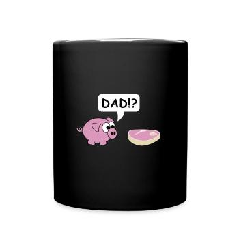 Papa | Schwein, Grill, grillen, Party, Steak - Tasse einfarbig - Schwarz - Vorne