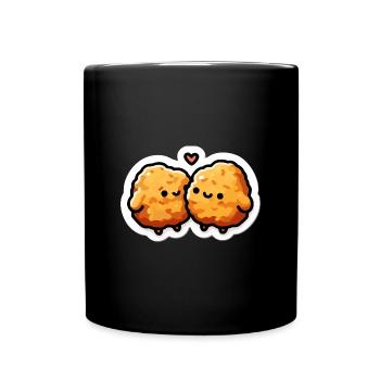 Cute Chicken Nuggets Heart Valentines Day - Full Colour Mug - black - Front