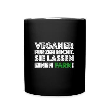 Veganer furzen nicht | Farn, Bio, co2, Klima - Tasse einfarbig - Schwarz - Vorne