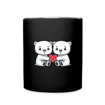 Ours Polaire Couple Coeur - Mug uni - noir - Devant