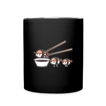 Sushi Lover Happy Flying Sushi - Full Colour Mug - black - Front