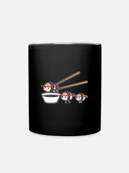 Sushi Lover Happy Flying Sushi - Tasse einfarbig - Schwarz