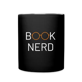 Book Nerd - Bücherwurm Geek Leseratte lustig - Tasse einfarbig - Schwarz - Vorne