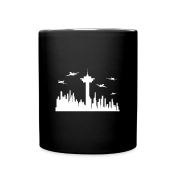 Fluglotse Aircraft Aviation Aviator - Tasse einfarbig - Schwarz - Vorne