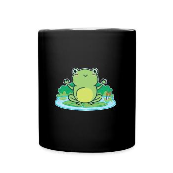 Frosch Froschteich - Tasse einfarbig - Schwarz - Vorne