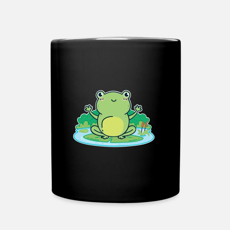 Frosch Froschteich - Tasse einfarbig - Schwarz
