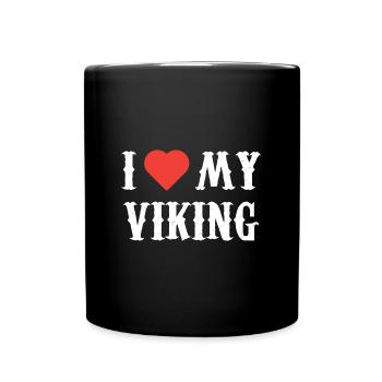 Ich liebe meine Wikinger Kleidung Valentine Geschenk ihre Frauen - Tasse einfarbig - Schwarz - Vorne