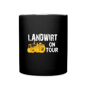 Landwirt on tour Bauer Landmaschinen Traktor - Tasse einfarbig - Schwarz - Vorne