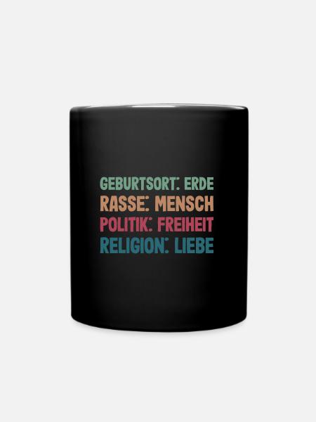 Jesus Geburtsort Erde Rasse Mensch Religion Liebe - Tasse einfarbig - Schwarz