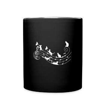 Katzen und Musik - Tasse einfarbig - Schwarz - Vorne