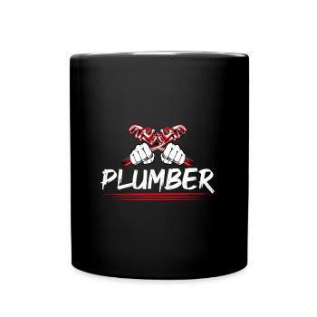 Retro Graphic Plumbing Mechanic Heating Engineer T - Tasse einfarbig - Schwarz - Vorne