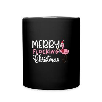 Merry Flocking Christmas, Funny Christmas in July - Full Colour Mug - black - Front