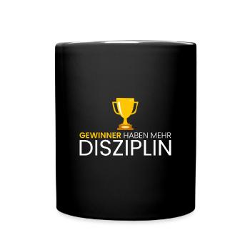 Gewinner haben mehr Disziplin - Tasse einfarbig - Schwarz - Vorne