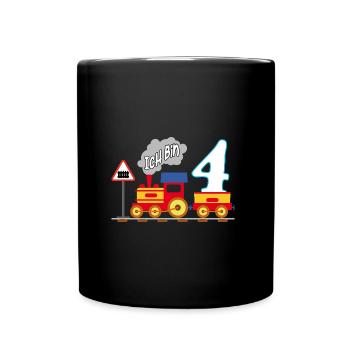 Endlich 4 Jahre vierter Geburtstag - Tasse einfarbig - Schwarz - Vorne