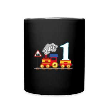Endlich 1 Jahr erster Geburtstag - Tasse einfarbig - Schwarz - Vorne