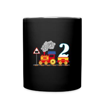 Deuxième anniversaire, enfin 2 ans - Mug uni - noir - Devant