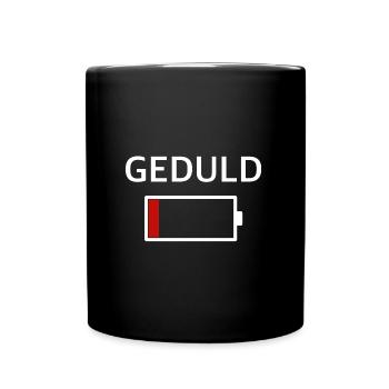 Geduld | Batterie, lustige Sprüche, Sarkasmus - Tasse einfarbig - Schwarz - Vorne