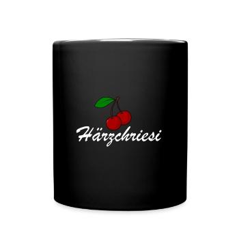 Härzchriesi |Herzinfarkt, Schweiz, Dialekt - Tasse einfarbig - Schwarz - Vorne